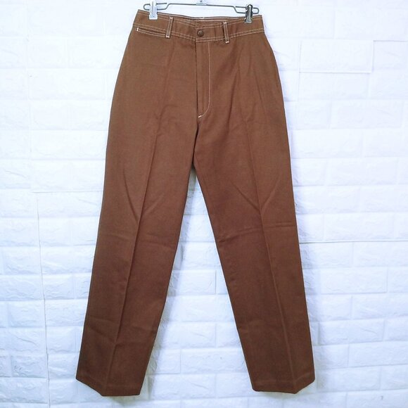 NWOT Vintage 70s Pizzazz Mod Retro Disco Pant Jeans -10 Pockets Wide-Leg Brown - Picture 9 of 12